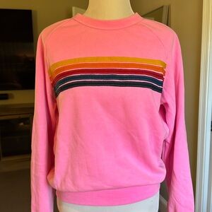 Aviator Nation. Pink  striped sweatshirt.